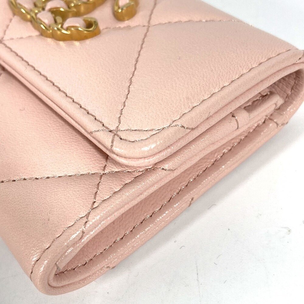 CHANEL Authentic Pink Lambskin Leather Logo Wallet - Picture 5 of 9